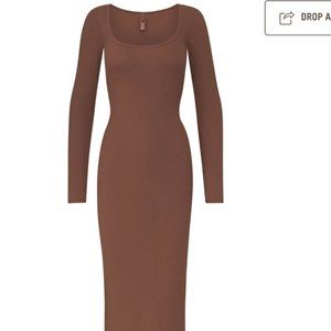SKIMS Soft Lounge Long Sleeve Maxi Dress Size M Wood